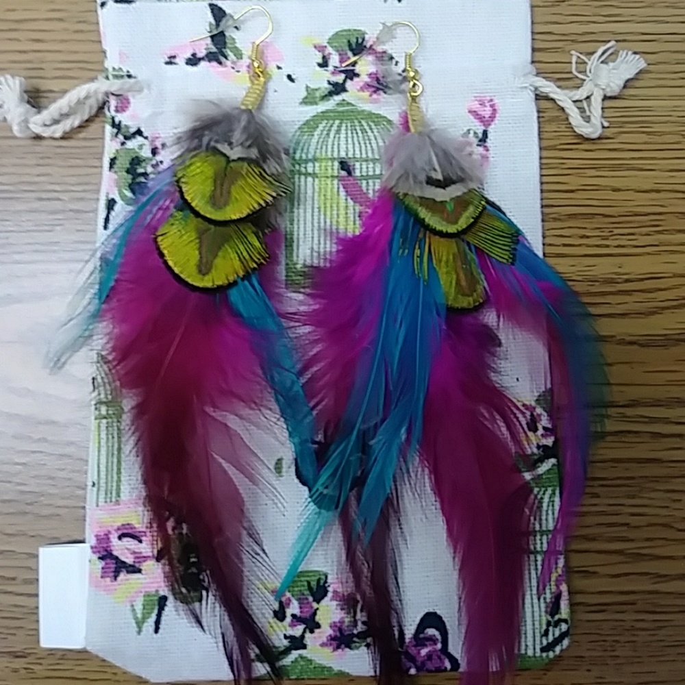 Feather Earrings. Nickel Free